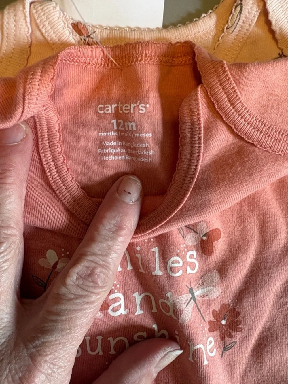 Carter's Coral 'Smiles and Sunshine' Baby One-Piece Bodysuit